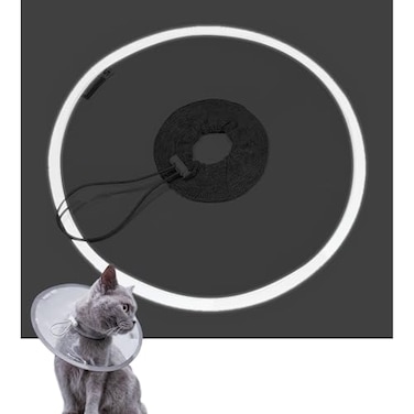 KUDES Cat Dogs Cone E Collar with Low Noise Fasteners Glow in The Dark Transparent Cat Recovery Collar Licking and Scratching Free Cone Extra Soft Small Medium Dog Pet Surgery Collar
