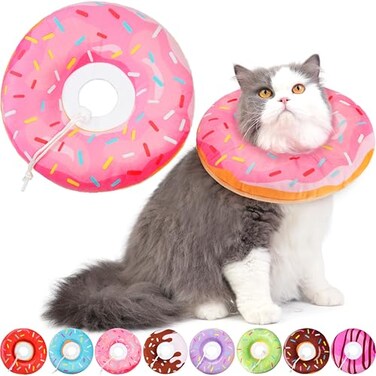 Hpetppy Cat Cone Collar Soft Cat Recovery Collar for Wound Healing Cute Donut Adjustable Kitten Cones to Stop Licking Comfortable Lightweight Neck Elizabethan Collars for Kittens After Surgery