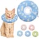 Seyezo Cat Cone Collar Soft Adjustable Cat Recovery Collar Kitten Cones to Stop Licking Cute Donut E Collar After Surgery AntiLick Recovery Elizabethan Collar for Kitten Blue Daisy Small