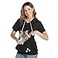 ZIIFULLHOU Women Big Pouch Shirt Pet Holder Pocket Top Short Sleeve Solid Color TShirt Black