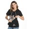 ZIIFULLHOU Women Big Pouch Shirt Pet Holder Pocket Top Short Sleeve Solid Color TShirt Black