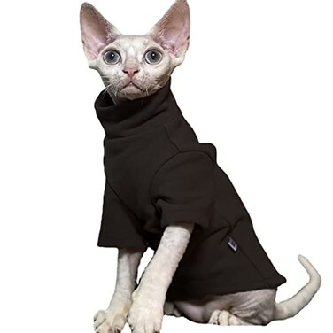 DUOMASUMI Sphynx Cat Clothes SelfHeat Baby Soft Winter Kitten Clothes for Cornish Devon Peterbald Cat XL