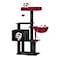 Heybly Cat Tree with Toy Cat Tower condo for Indoor Cats Cat House with Padded Plush Perch Cozy Hammock and Sisal Scratching Posts Black and Red HCT004SBR