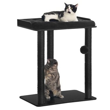 FourFurPets 267in Cat Tree Tower Condo Cat Scratch Posts for Indoor Cats Big Plate Three 236in Full Sisal Scratching Posts Black