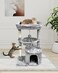 SYANDLVY Small Cat Tree for Indoor Cats Activity Cat Tower with Scratching Post for Kittens Modern Cat Furniture with Basket Hanging Ball for Play Rest Grey