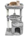 SYANDLVY Small Cat Tree for Indoor Cats Activity Cat Tower with Scratching Post for Kittens Modern Cat Furniture with Basket Hanging Ball for Play Rest Grey