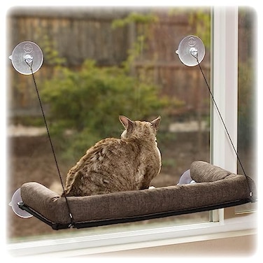 KH Pet Products KH Pet Products EZ Mount Bolster Cat Window Perch for Large Cats Sturdy Kitty Window Hammock Bed Steel Frame Sturdy Suction Cups Washable Shelf Covers Foldable Fits 27W X 23H Glass Sp