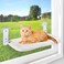 AMOSIJOY Cordless Cat Window Perch Cat Hammock for Wall with 4 Strong Suction Cups Solid Metal Frame and Reversible Cover Foldable Cat Beds for Indoor Cats MediumWhite