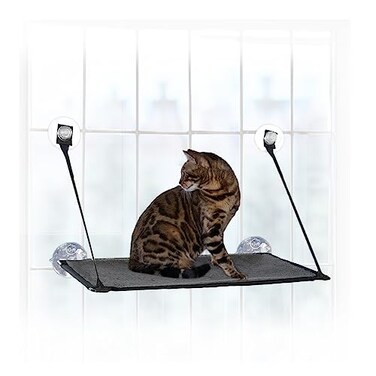 KH Pet Products KH Pet Products EZ Mount Cat Window Perch for Large Cats Sturdy Kitty Sill Window Hammock Bed Steel Frame Sturdy Suction Cups Washable Shelf Cover Foldable Fits 27W X 23H Glass Spaces