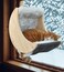 HAPYKITYS Window Cat Beds with Ultra Plush Hammock Moon Shelves Mounted with Strong Suction Cups Cat Window Seat for Overlooking and SunbathingFaux Wool Fur