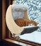 HAPYKITYS Window Cat Beds with Ultra Plush Hammock Moon Shelves Mounted with Strong Suction Cups Cat Window Seat for Overlooking and SunbathingFaux Wool Fur