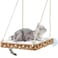 SETVSON Cat Window Perch Cat Window Hammock Bed for Indoor Cats Large Handwoven PE Rattan Window Seat 4 Suction Cups Double Sided Washable Cushion Bed 23 Inch Fence Shelf for Pet Kittens Natural