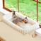 Zakkart SnugCloud Cat Window Perch with 4Sided Bolster Orthopedic Cat Hammock for Window Sill Solid Hardwood Metal Frame Window Seat for Pets Natural Color Wood wWhite Bed Medium
