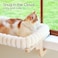 Zakkart SnugCloud Cat Window Perch with 4Sided Bolster Orthopedic Cat Hammock for Window Sill Solid Hardwood Metal Frame Window Seat for Pets Natural Color Wood wWhite Bed Medium