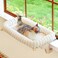 Zakkart SnugCloud Cat Window Perch with 4Sided Bolster Orthopedic Cat Hammock for Window Sill Solid Hardwood Metal Frame Window Seat for Pets Natural Color Wood wWhite Bed Medium
