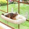 Zakkart SnugCloud Foldable Cat Window Perch Cordless Ultra Soft Machine Washable Bed with 4Sided Bolster Metal Frame Window Hammock for Large Cats and Kittens Cream White Medium