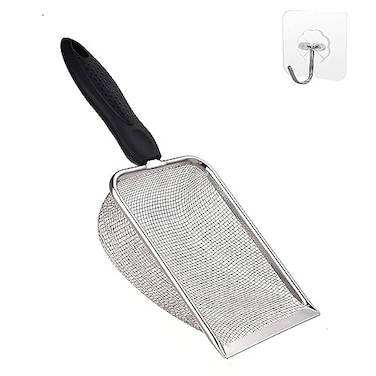 Firsal Cat Litter Scoop Stainless Steel Mesh Scooper Long Handle Deep Shovel NonStick Coated Metal Litter Scoop for Litter Box Kitten Pooper Lifter Hole38mmRegular Cat Litter Scoop