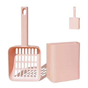 Tookincmo Cat Litter Scooper with Caddy Holder Cat Scooper for Litter Box with Stand A Nice Addition to cat Litter Tray Box Store The cat Litter Scoop When not in use Modern Durable and Cute Light Pin