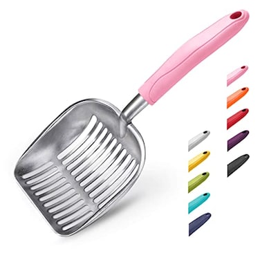 WePet Cat Litter Scoop Aluminum Alloy Sifter Kitty Metal Scooper Deep Shovel Long Handle Poop Sifting Kitten Pooper Lifter Durable Heavy Duty for Litter Box