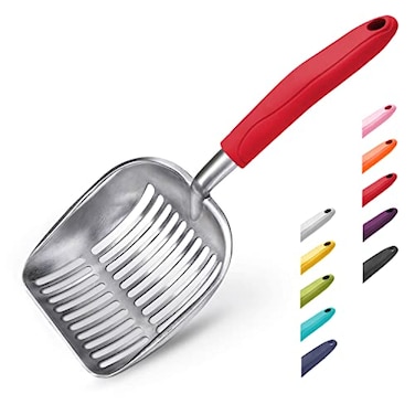 WePet Cat Litter Scoop Aluminum Alloy Sifter Kitty Metal Scooper Deep Shovel Long Handle Poop Sifting Kitten Pooper Lifter Durable Heavy Duty for Litter Box
