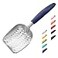 WePet Cat Litter Scoop Aluminum Alloy Sifter Kitty Metal Scooper Deep Shovel with Diagonal Sifting Hole Long Handle Kitten Poop Lifter for Litter Box Large Size Blue Handle