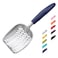 WePet Cat Litter Scoop Aluminum Alloy Sifter Kitty Metal Scooper Deep Shovel with Diagonal Sifting Hole Long Handle Kitten Poop Lifter for Litter Box Large Size Blue Handle