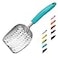 WePet Cat Litter Scoop Aluminum Alloy Sifter Kitty Metal Scooper Deep Shovel with Diagonal Sifting Hole Long Handle Kitten Poop Lifter for Litter Box Large Size Turkish Blue Handle