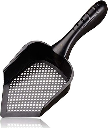 SunGrow Reptile Litter Scoop Pointed Edge for Cat Chicken Coop RightAngled Wide and Deep Shovel Black 1 Pc per Pack