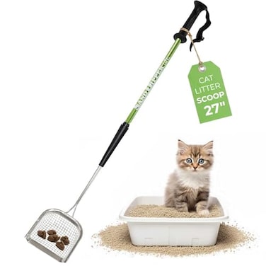 Sand Dipper Metal Cat Litter Scoop Long Handle Cat Poop Scooper for Litter Box 27 HeavyDuty Stainless Steel Kitty Litter Scoop Junior