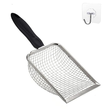 Firsal Cat Litter Scooper with HolderSturdy Litter Cleaner Corner ShovelStainless Steel Mesh Litter ScoopEasy to CleanNonSlip HandleSuitable for All cat Litter
