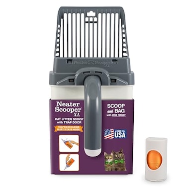 Neater Pet Brands Neater Scooper XL Cat Litter Scoop 15 Refill Bags ExtraLarge Capacity MessFree Cat Litter Scooper with Bag for Large Multiple Cats SpillProof Litter Box Scooper with Holder
