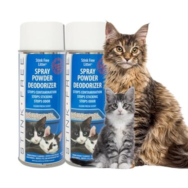 Stink Free Cat Litter Box Deodorizer Powder Spray Odor Eliminator 2 Cans NonStick Kitty Litter Box Deodorizer Eliminators Absorber Freshner