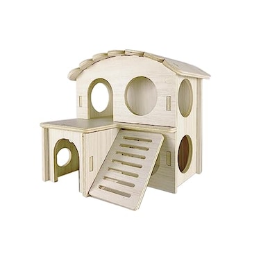 Sirvarni Hamster Hideout Cage Accessories Hamster House and Habitat Wooden Hide Hut with Climbing Ladder and Platform for Dwarf Gerbils and Mouse Mice Rat Other Small Animals etc