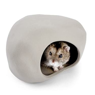 Niteangel Ceramic Hamster Habitat Hideout Hideaway House for Syrian Dwarf Hamster Mice Gerbils Lemmings or Other SimilarSized Small Pet StoneShaped for Dwarf