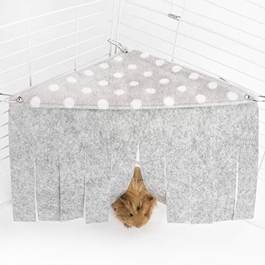 Niteangel Fleece Forest Corner Curtain Hideout Fun Hiding Spot for Ferrets Chinchillas Hedgehogs Dwarf Rabbits Guinea Pigs Syrian Hamster Rats Gray