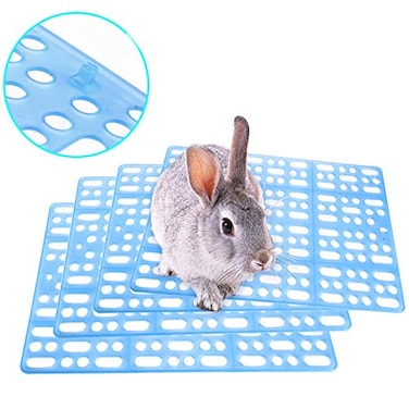 Hamiledyi 4 Pcs Rabbit Cage Mats Small Animal Plastic Feet Pads Floor Mat for Pet Cats Dogs Bunny Hamster Rat Chinchilla Guinea PigBlue
