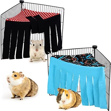 Shappy 2 Pcs Guinea Pig Hideout Hideaway Corner Fleece Toys Cage Accessories Cute Ferret Hammock for Ferrets Chinchillas Hedgehogs Small PetsDots Pattern