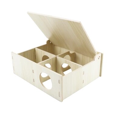 Amonk MultiChamber Hamster House 7x86x3in Wooden Secret Peep Shed and Explore Hideout Flip Cover Design Hamster Play Tunnel for Gerbils Mice Lemming and Small Animals