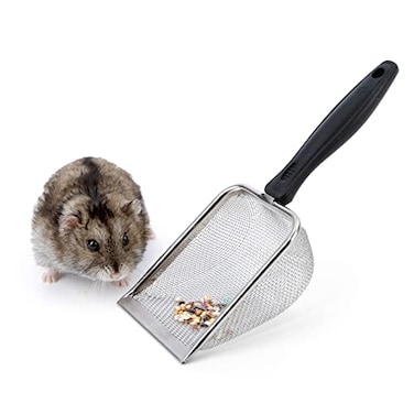 Niteangel Hamster Sand Bath Scoop Stainless Steel Sand Substrate Shovel Fine Mesh Metal Sifter Scooper fits Small Animal sandbath Box Small Scoop