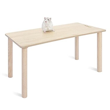 Niteangel Hamster Play Wooden Platform for Dwarf Syrian Hamsters Gerbils Mice Degus or Other Small Pets Rectange 7 Height Burlywood