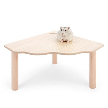 Niteangel Hamster Play Wooden Platform for Dwarf Syrian Hamsters Gerbils Mice Degus or Other Small Pets Triangle 59 Height Burlywood