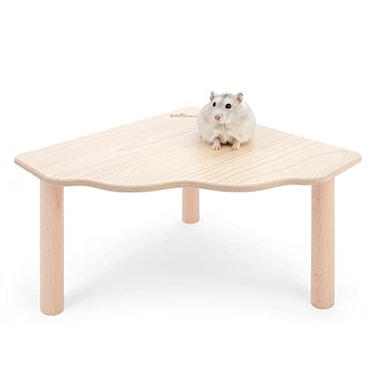 Niteangel Hamster Play Wooden Platform for Dwarf Syrian Hamsters Gerbils Mice Degus or Other Small Pets Triangle 47 Height Burlywood