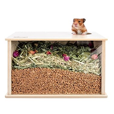Niteangel Visible Hamster Digging Box for Syrian Dwarf Roborovski Campbell Hamsters Gerbils Mice Lemmings Degus or Other SmallSized Pets Burlywood