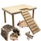 Niwaes Hamster Platform with Ladder Wooden Syrian Hamsters Standing Platforms with Legs Set Wood Gerbils Climbing Bridge Toy Mouse Cage Accessories