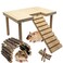 Niwaes Hamster Platform with Ladder Wooden Syrian Hamsters Standing Platforms with Legs Set Wood Gerbils Climbing Bridge Toy Mouse Cage Accessories