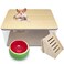 PINVNBY Hamster Sand Bath Box Transparent Acrylic Sand Bath Shower Gerbils Digging Room Container with Climbing Ladder and Ceramic Bowl Litter Box for Hamsters Guinea Pigs Mice Rectangle