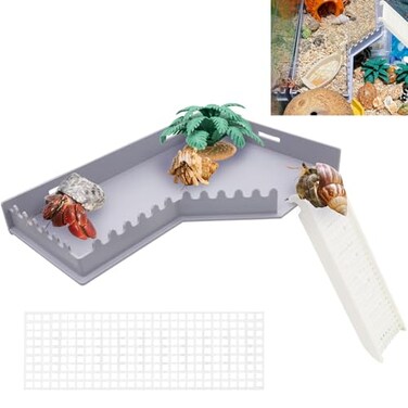 Niuohoy Hermit Crab LShaped Platform with Ladder Hermit Crab Climbing Toys Habitat Tank Accessories Reptile Hamster Activity Platform