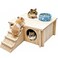Acsist Wooden Hamster Hideout HouseGerbil Hide Hut with Climbing Ladder PlatformDwarf Syrian Hamster Hideaway Cave Cage Accessories Habitats Decor for Rat Mice Mouse and Other Small Pets