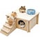 Acsist Wooden Hamster Hideout HouseGerbil Hide Hut with Climbing Ladder PlatformDwarf Syrian Hamster Hideaway Cave Cage Accessories Habitats Decor for Rat Mice Mouse and Other Small Pets