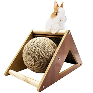 BNOSDM Rabbit Scratching Ball Cardboard Scratch Pad 2in1 Interactive Scratcher for Indoor Rabbits Kittens Ferrets Chinchillas Small Animals
